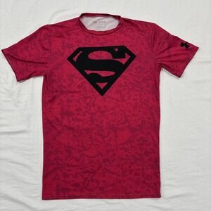 Mens Under Armour Marvel Superman Compression Spandex Muscle Shirt L Large Pink